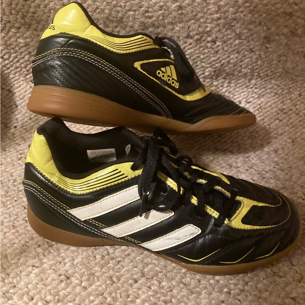 Adidas Black, White & Yellow Indoor Soccer Sneakers